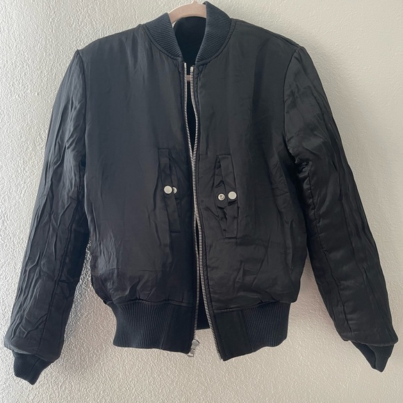 Sandro Black Bomber Jacket Varsity Size Small Wool/ Cashmere - Picture 9 of 10